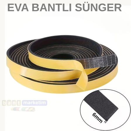 Eva Neopren Conta Sünger Bantlı Sızdırmazlık Bandı 6mm Kalınlıkta 25mmx20mt