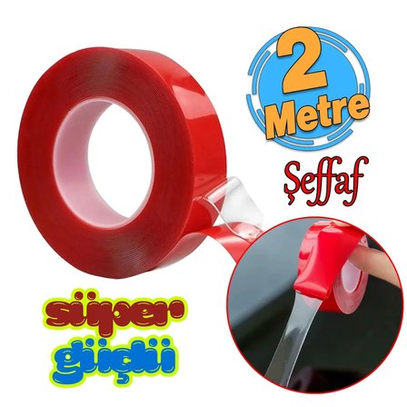 Çift Taraflı Silikon Bant Kırmızı Güçlü Yapışkanlı Su Geçirmez Bant Çerçeve Tablo Bandı 18x2m