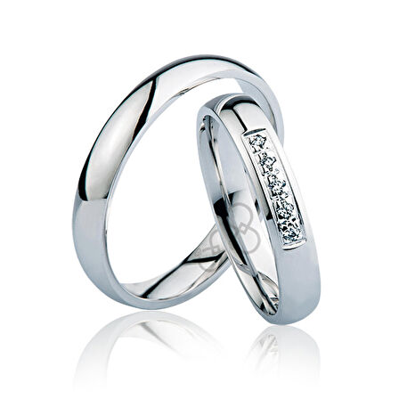 Beyaz Bombeli Klasik Altın Alyans 2903 1