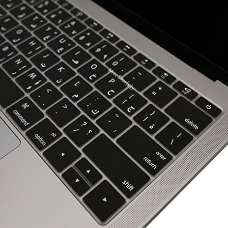 MacBook Arapça Klavye Koruyucu A1534 A1708 Uyumlu Silikon Klavye Koruyucu Arapça Baskılı US Amerikan Enter Siyah