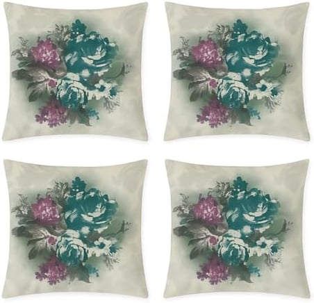 Dijital Baskı Bitki ve Yaprak Desenli Dekoratif Yastık Kılıfı 45x45 cm – Fermuarlı, Yıkanabilir, Modern Doğal Tasarım, 4’lü Set – İç Yastık Dahil Değildir