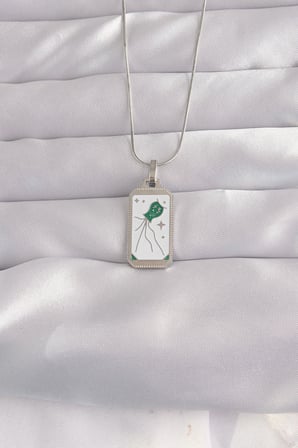 316L Çelik Gümüş Renk Beyaz Mineli Tarot Kolye TJ-BKO9048