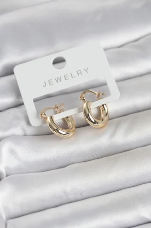 Gold Renk Pirinç Halka 15 mm Kadın Küpe TJ-BKP11763