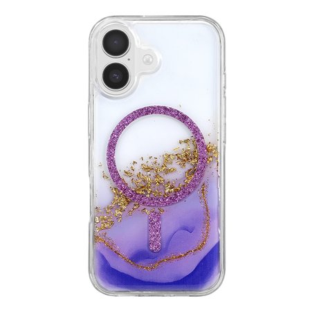 Onegif Apple İphone 16 Lotus Simli Magsafe Kapak - Mor