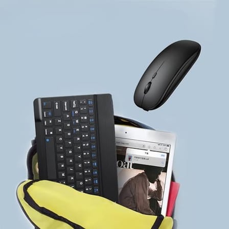 Şık Tasarımlı Bluetooth Kablosuz Klavye ve Mouse Seti | Android, iOS ve Windows Uyumlu | Şarj Edilebilir, Taşınabilir ve Sessiz Tuşlu Set (Beyaz)
