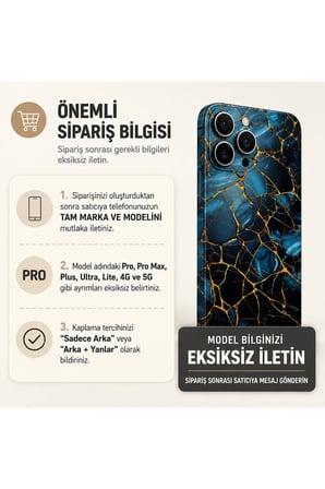 Safir Altın Mermer — Tüm Telefonlara Uyumlu Kaplama | Sipariş Sonrası Marka ve Modelinizi İletiniz