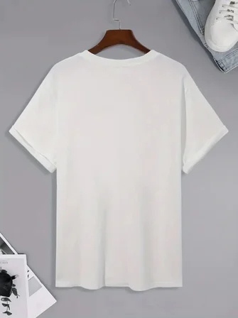 Modi Green Baskılı Oversize Bisiklet Yaka T-shirt - Beyaz