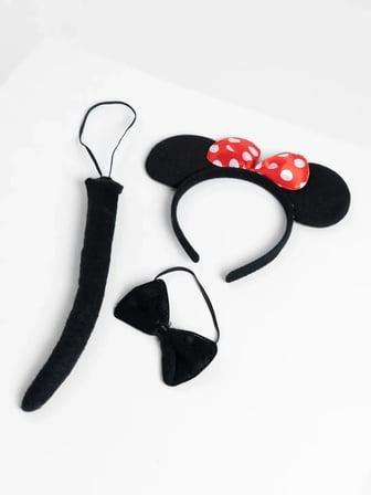 Minnie Mouse Kostüm Seti Taç Kuyruk Papyon Gösteri Seti