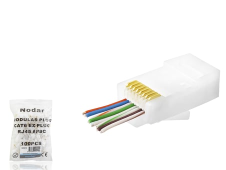 Cat6 Ez Rj45 Konnektör - 100 Adet Beyaz / Ekonomik Poşet Paket ND2414