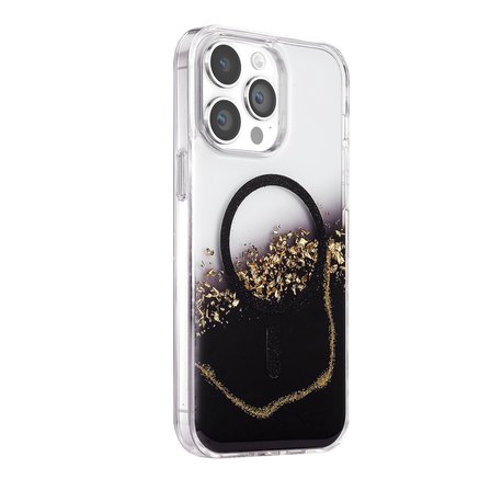 Onegif Apple İphone 15 Pro Max Lotus Simli Magsafe Kapak - Siyah