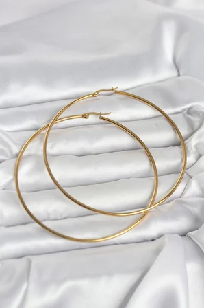 316L Çelik Gold Renk 80 mm Kadın Halka Küpe TJ-BKP11688
