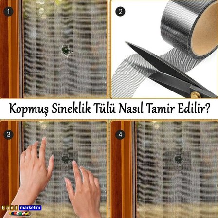 Sineklik Tamir Bandı 50mm x 2m Kendinden Yapışkanlı Yama Bandı Delik ve Yırtık Onarım