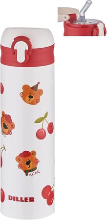 DILLER 480 ML Pipetli Paslanmaz Çelik Termos Vacum Cup Kilitli Kapak -FFDILLERD9228