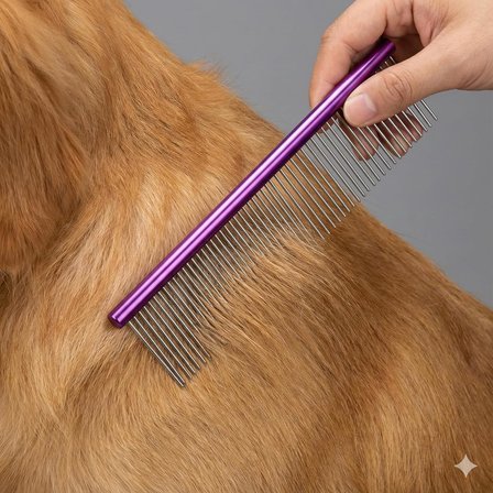 BakGelAl Parlak Metal Kedi Köpek Tüy Bakım Tarağı – Uzun ve Kısa Tüyler İçin Metal Kıtık Açıcı, Profesyonel Bakım Tarak (19 cm)