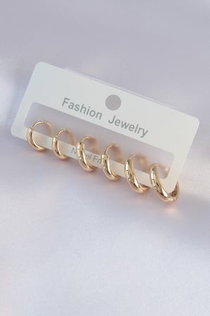Pirinç Gold Renk Oval Küpe Seti TJ-BKP9002