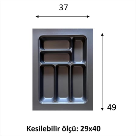 Çekmeceye Göre Esnek Ebatlanan 37x49 cm Sağlam Hediyelik Kesilebilir 6 Gözlü Çekmece İçi Kaşıklık