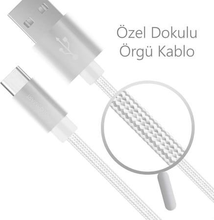 PSM06 1 Metre Beyaz Lightning Hızlı Şarj Kablosu,Beyaz