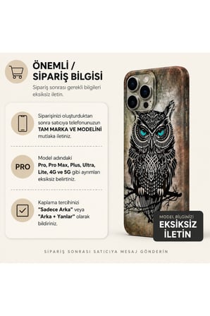 Turkuaz Gözlü Gece Baykuşu — Tüm Telefon Modellerine Uyumlu Kaplama- Sipariş Sonrası Marka ve Modelinizi İletiniz