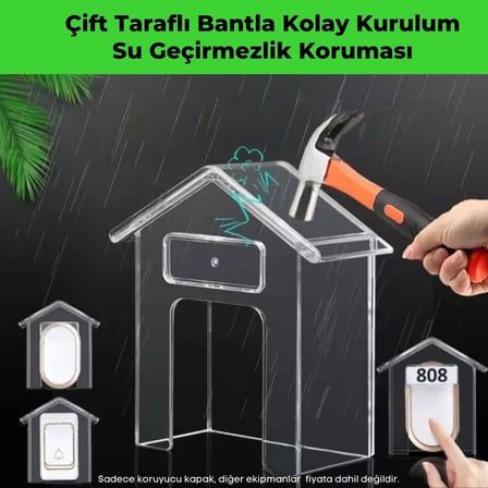 Şeffaf Su Geçirmez Kablosuz Kapı Zili Koruyucu Kapak, Dış Mekan Yağmur &amp; Kar Koruması, Birçok Zile Uyumlu Kablosuz Kapı Zili Koruyucu Kapak