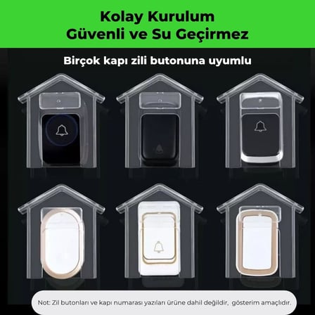 Şeffaf Su Geçirmez Kablosuz Kapı Zili Koruyucu Kapak, Dış Mekan Yağmur &amp; Kar Koruması, Birçok Zile Uyumlu Kablosuz Kapı Zili Koruyucu Kapak