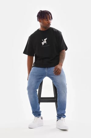 Modi Green Unisex Baskılı Oversize T-Shirt - Siyah