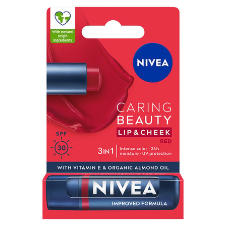 3 Adet Nivea Lip Care Caring Beauty Red 5Ml
