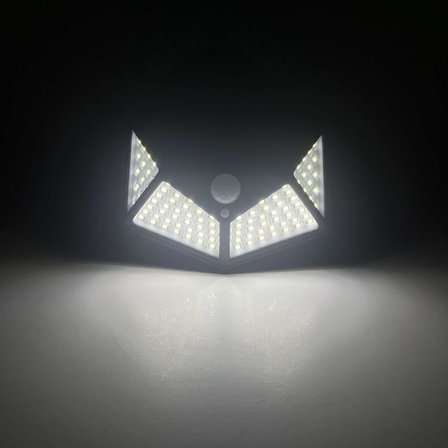 100 LED'li Güneş Enerjili Solar Duvar Apliği - 1200 Lümen Hareket Sensörlü 3 Modlu Bahçe Aydınlatması, Duvar Armatürü IP65 Su Geçirmez, 270° Geniş Açı, Siyah