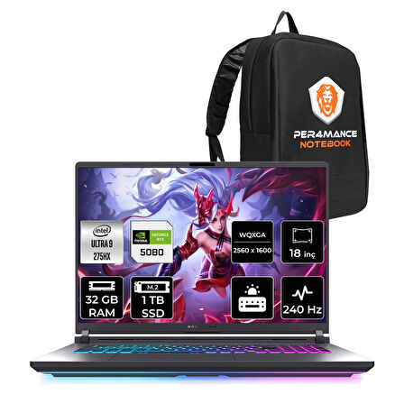 Asus ROG Strix G18 Ultra 9 275HX 32GB 1TB SSD RTX5080/16GB 175W 240HZ 18'' QHD+ FDOS Gaming & PER4