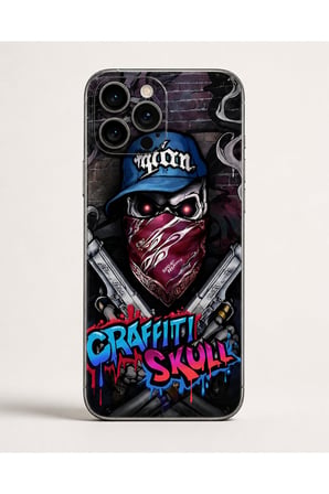 Graffiti Skull — Tüm Telefon Modellerine Uyumlu Kaplama- Sipariş Sonrası Marka ve Modelinizi İletiniz