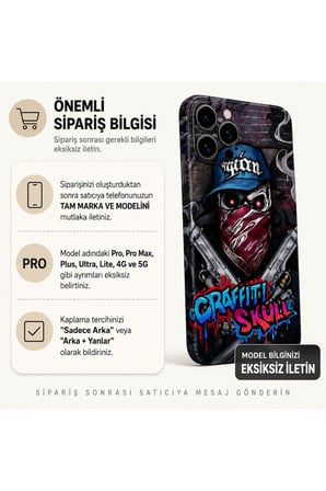 Graffiti Skull — Tüm Telefon Modellerine Uyumlu Kaplama- Sipariş Sonrası Marka ve Modelinizi İletiniz