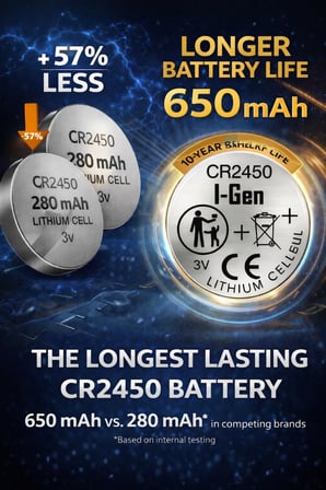 Batteries CR2450 Lityum Düğme Pil 3V 2450 (10'lu Paket)