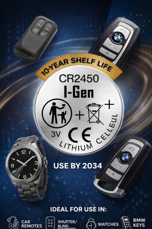 Batteries CR2450 Lityum Düğme Pil 3V 2450 (10'lu Paket)