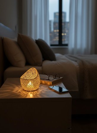 Night Serisi Mumluk - Dekoratif Aydınlatma - Ev Dekorasyon - Dekoratif Mumluk - Tealight Mumluk (Beyaz)