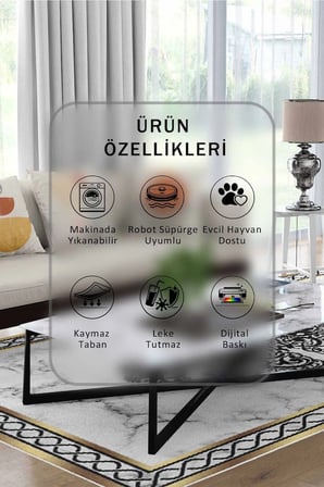 Yıkanabilir Kaymaz Taban Dijital Baskılı Halı ve Yolluk – Leke Tutmaz Salon & Mutfak Halısı
