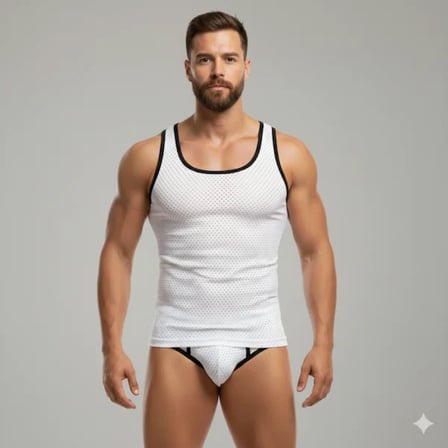 Modi Green Beyaz Delikli Kumaş Tank Top Slip Takımı