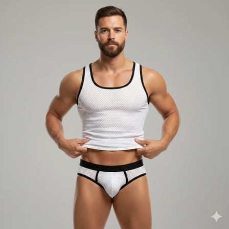 Modi Green Beyaz Delikli Kumaş Tank Top Slip Takımı