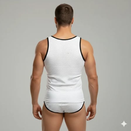 Modi Green Beyaz Delikli Kumaş Tank Top Slip Takımı
