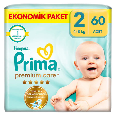 4 Adet Prima Bebek Bezi Premium Care 2 Numara 60'lı 4-8 kg Ekonomik Paket