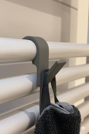 Havlu Askılığı, 6'lı Set, Duşakabin ve Havlupan Petek için, Banyo Mutfak Kancalı (Gri)