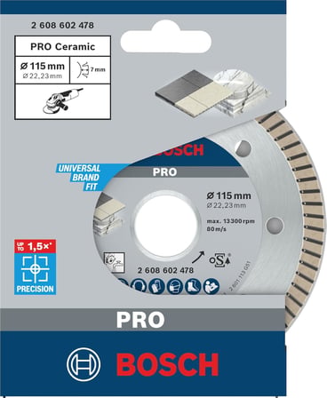Professional Accessories Best Serisi Seramik için, Extra Temiz Kesim Turbo Segman Elmas Kesme Diski 115 mm