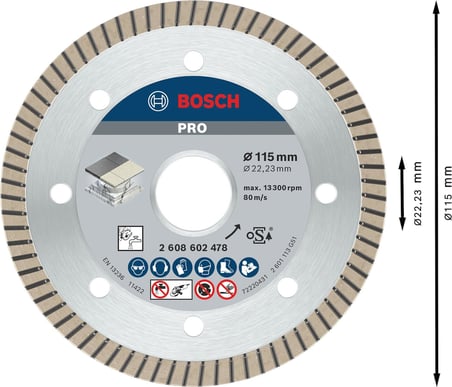 Professional Accessories Best Serisi Seramik için, Extra Temiz Kesim Turbo Segman Elmas Kesme Diski 115 mm