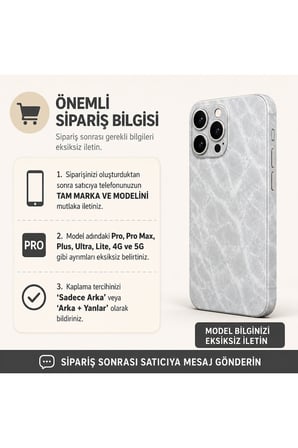 Buzlu İnci Mermer — Tüm Telefonlara Uyumlu Kaplama | Sipariş Sonrası Marka ve Modelinizi İletiniz