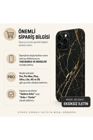 Altın Gece Mermer — Tüm Telefon Modellerine Uyumlu Kaplama- Sipariş Sonrası Marka ve Modelinizi İletiniz
