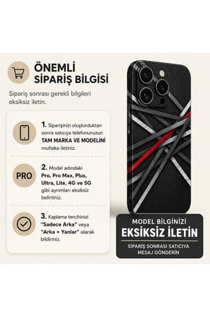 Karbon Kırmızı Çizgi — Tüm Telefonlara Uyumlu Kaplama | Sipariş Sonrası Marka ve Modelinizi İletiniz