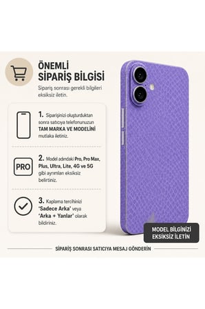 Lavanta Yılan Derisi — Tüm Telefonlara Uyumlu Kaplama | Sipariş Sonrası Marka ve Modelinizi İletiniz