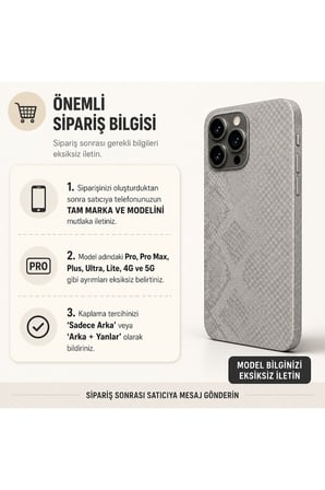 Açık Gri Yılan Derisi - Tüm Telefonlara Uyumlu Kaplama | Sipariş Sonrası Marka ve Modelinizi İletiniz