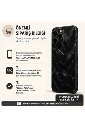 Gece Obsidyen Mermer — Tüm Telefonlara Uyumlu Kaplama | Sipariş Sonrası Marka ve Modelinizi İletiniz