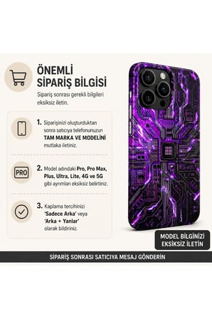 Neon Mor Devre — Tüm Telefonlara Uyumlu Kaplama | Sipariş Sonrası Marka ve Modelinizi İletiniz