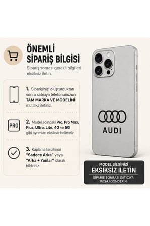 Gümüş Audi — Tüm Telefonlara Uyumlu Kaplama | Sipariş Sonrası Marka ve Modelinizi İletiniz