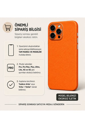 Turuncu Deri — Tüm Telefonlara Uyumlu Kaplama | Sipariş Sonrası Marka ve Modelinizi İletiniz